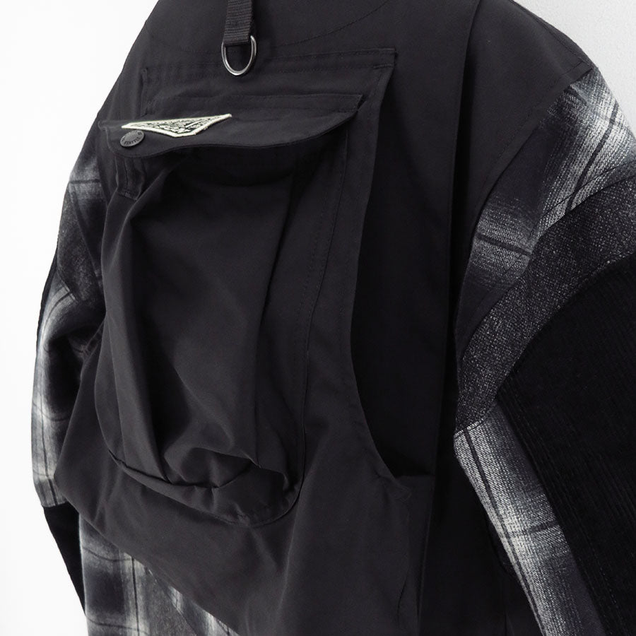 【JUNYA WATANABE MAN】<br>ウールツイード×綿フランネルチェック×エステルオックス FILSON Wネームコート <br>WP-C007-051