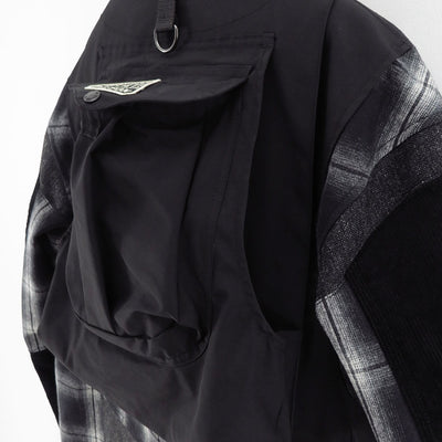 【JUNYA WATANABE MAN】<br>ウールツイード×綿フランネルチェック×エステルオックス FILSON Wネームコート <br>WP-C007-051