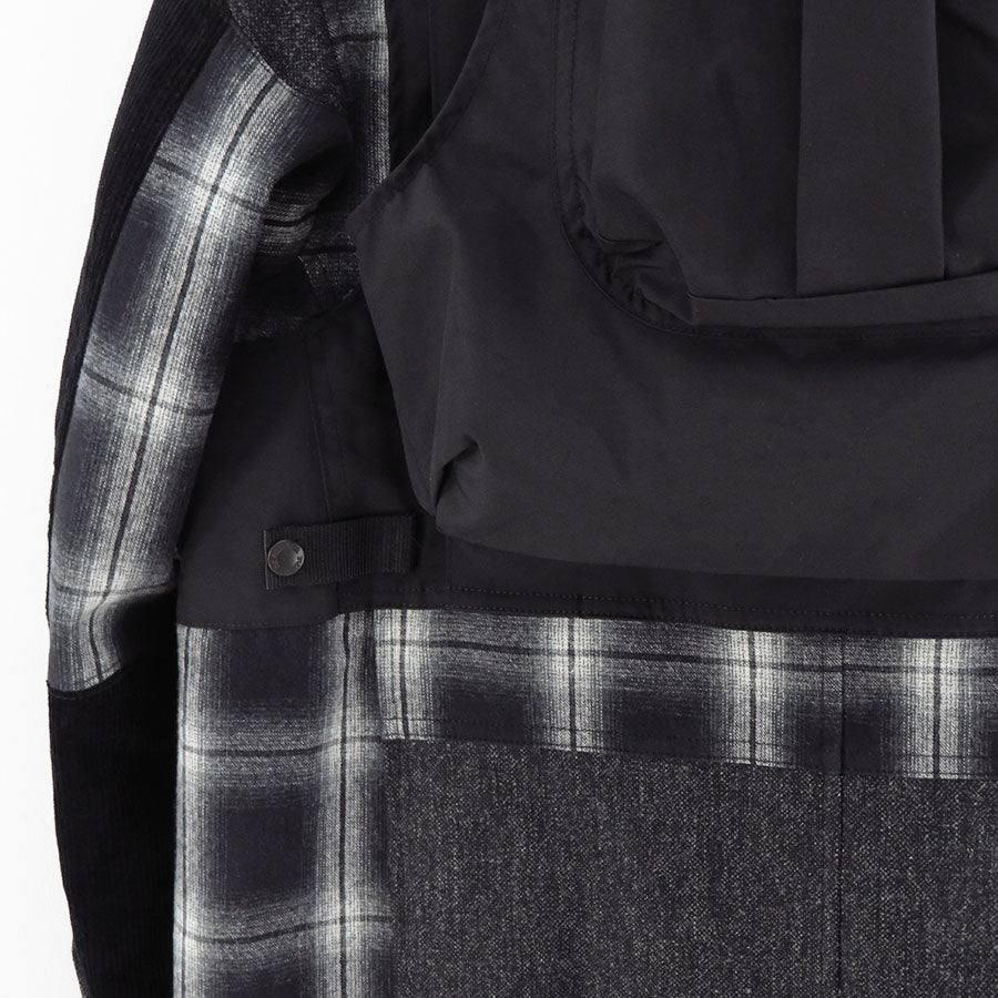 【JUNYA WATANABE MAN】<br>ウールツイード×綿フランネルチェック×エステルオックス FILSON Wネームコート <br>WP-C007-051