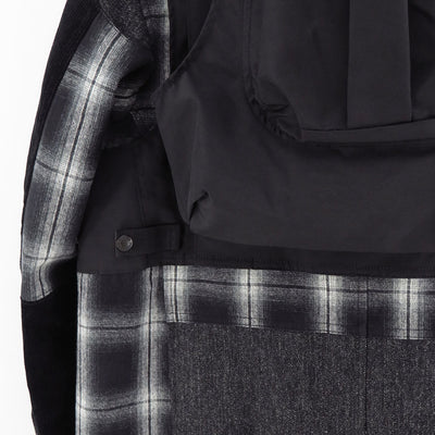 【JUNYA WATANABE MAN】<br>ウールツイード×綿フランネルチェック×エステルオックス FILSON Wネームコート <br>WP-C007-051