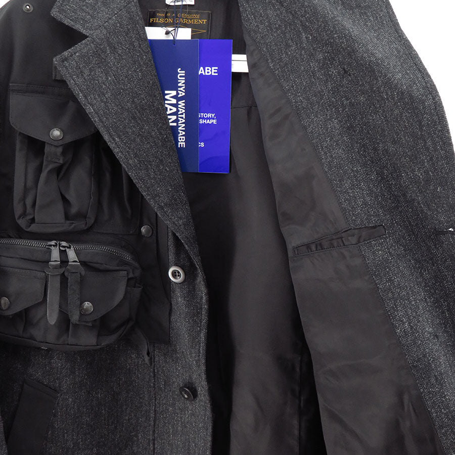 【JUNYA WATANABE MAN】<br>ウールツイード×綿フランネルチェック×エステルオックス FILSON Wネームコート <br>WP-C007-051
