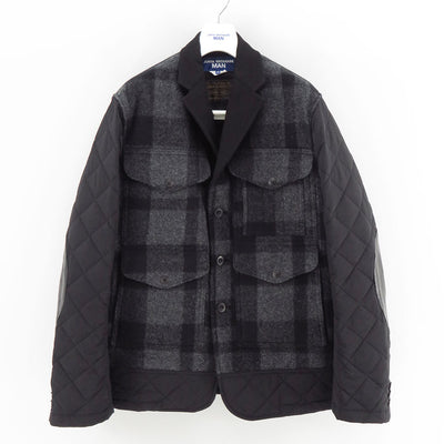【JUNYA WATANABE MAN】<br>マッキーノウール×エステルタフタキルティング×レザー FILSON Wネームジャケット <br>WP-J003-051