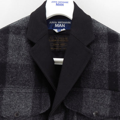 【JUNYA WATANABE MAN】<br>マッキーノウール×エステルタフタキルティング×レザー FILSON Wネームジャケット <br>WP-J003-051