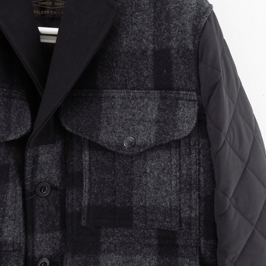 【JUNYA WATANABE MAN】<br>マッキーノウール×エステルタフタキルティング×レザー FILSON Wネームジャケット <br>WP-J003-051