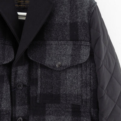 【JUNYA WATANABE MAN】<br>マッキーノウール×エステルタフタキルティング×レザー FILSON Wネームジャケット <br>WP-J003-051