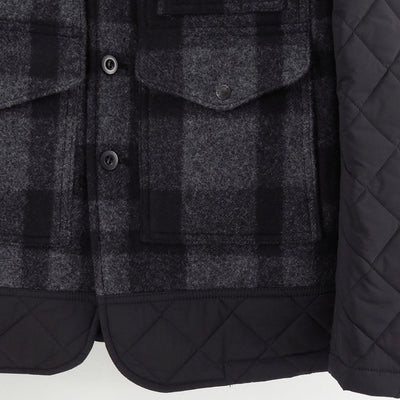 【JUNYA WATANABE MAN】<br>マッキーノウール×エステルタフタキルティング×レザー FILSON Wネームジャケット <br>WP-J003-051