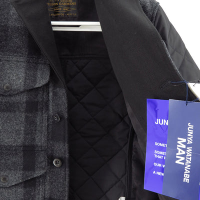 【JUNYA WATANABE MAN】<br>マッキーノウール×エステルタフタキルティング×レザー FILSON Wネームジャケット <br>WP-J003-051