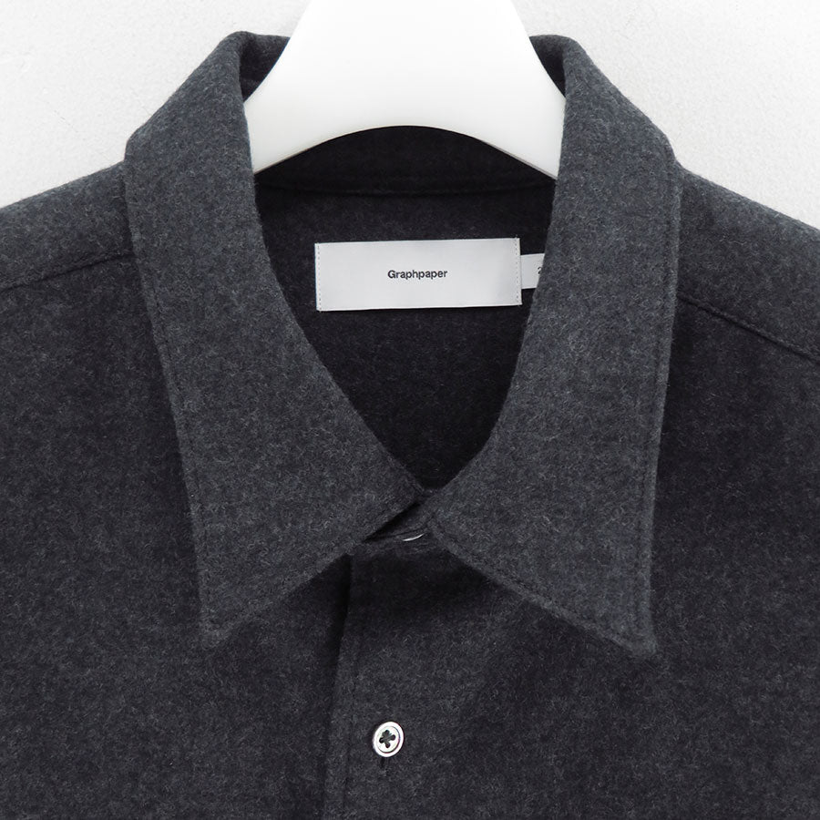 【Graphpaper/グラフペーパー】<br>Wool Smooth Flannel Oversized Regular Collar Shirt <br>GU253-50221B