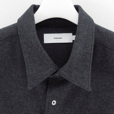 【Graphpaper/グラフペーパー】<br>Wool Smooth Flannel Oversized Regular Collar Shirt <br>GU253-50221B