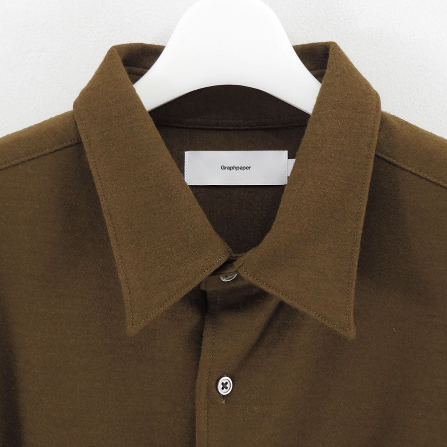 【Graphpaper/グラフペーパー】<br>Wool Smooth Flannel Oversized Regular Collar Shirt <br>GU253-50221B