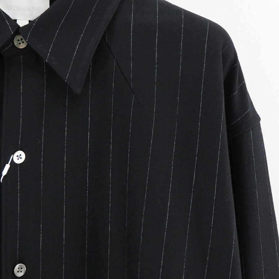 【KANEMASA PHIL./カネマサフィル】<br>36G Ideal Wool Stripe Shirt <br>KM24A-048