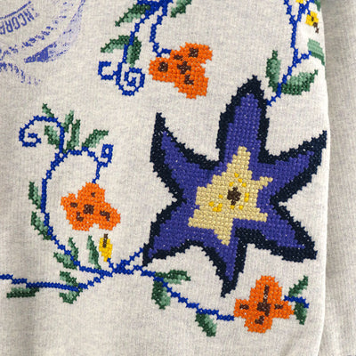 【KHOKI/コッキ】<br>Cross-stitch sweat shirt <br>24ss-t-02