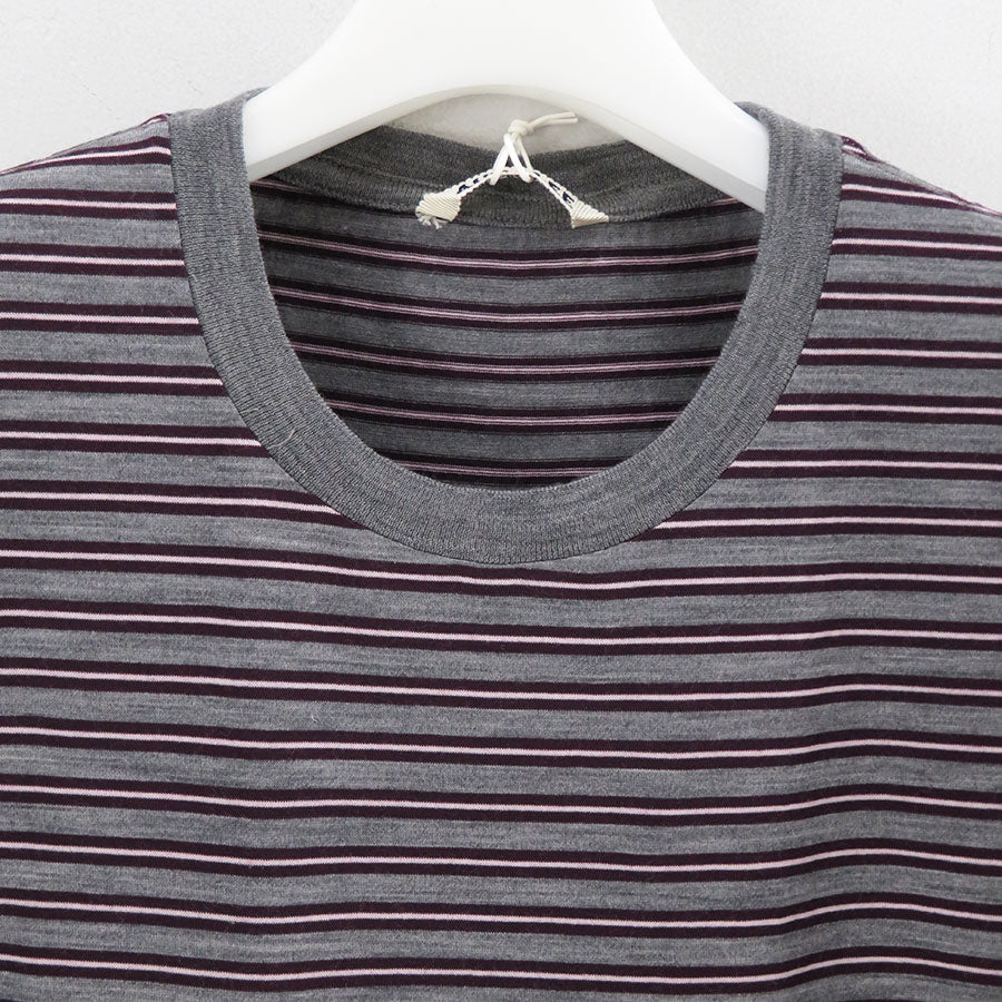 AURALEE/オーラリー】SOFT SMOOTH WOOL STRIPE JERSEY TEE A26AT02BTの