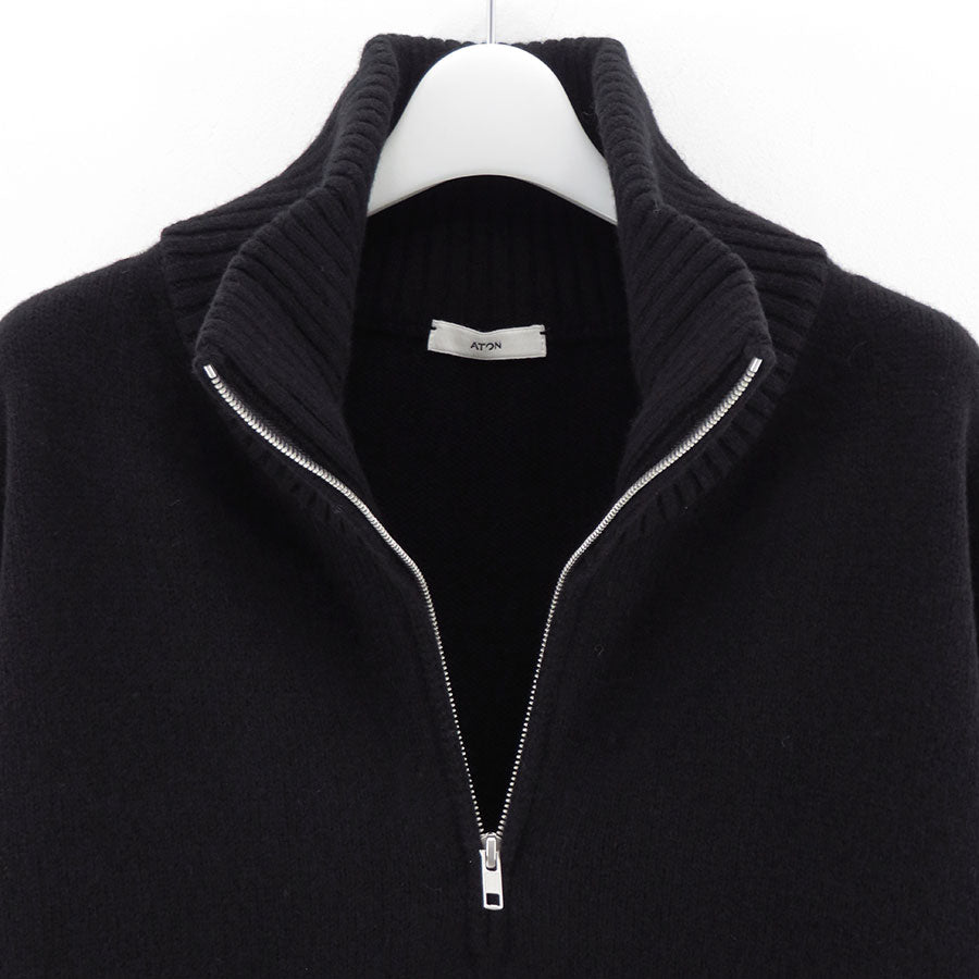 【ATON/エイトン】<br>LAMBS WOOL HALF SIP SWEATER <br>KRAGGW0403