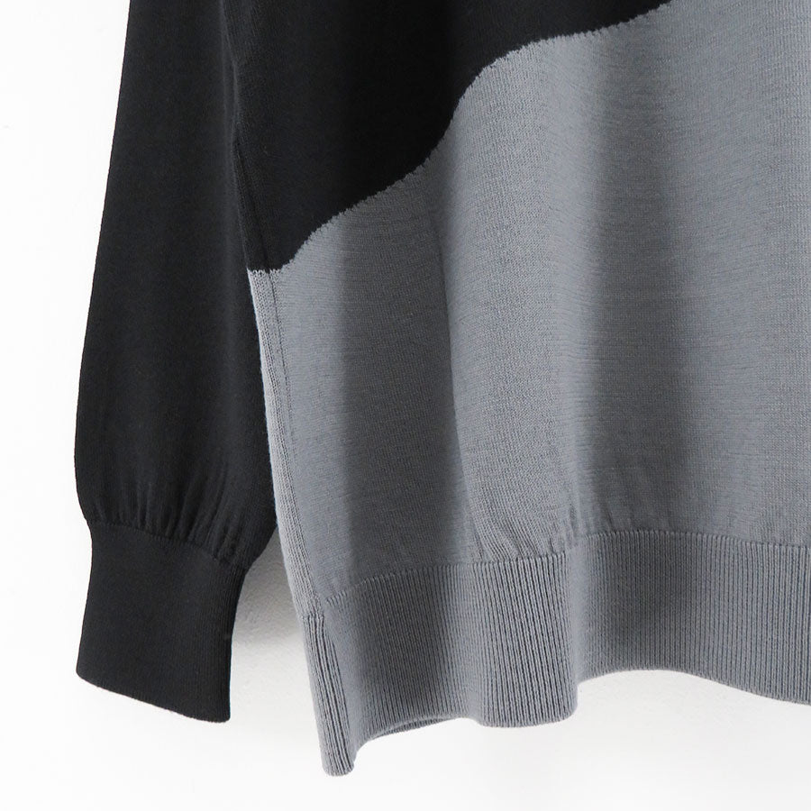 【Graphpaper/グラフペーパー】<br>Fine Wool Intarsia Knit <br>GU243-80139