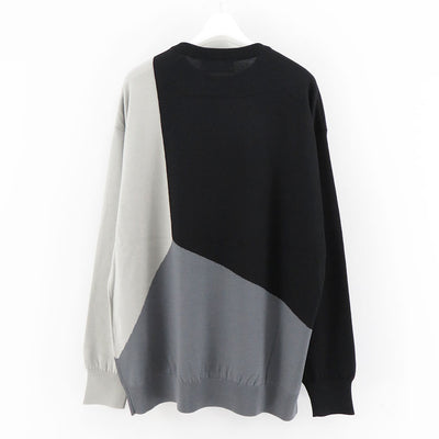 【Graphpaper/グラフペーパー】<br>Fine Wool Intarsia Knit <br>GU243-80139