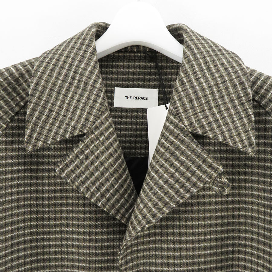 【THE RERACS/ザ・リラクス】<br>RERACS MOHAIR RAMBSWOOL OPEN COLLAR COAT (GUNCLUB CHECK) <br>24FW-RECT-423-J