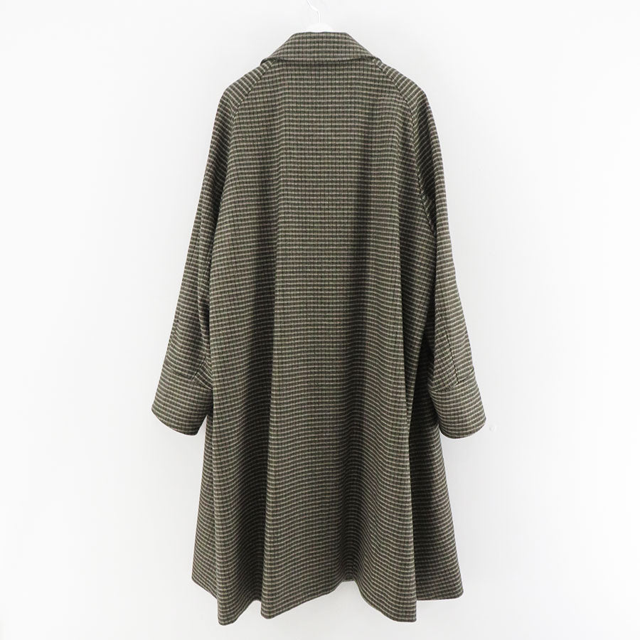 【THE RERACS/ザ・リラクス】<br>RERACS MOHAIR RAMBSWOOL OPEN COLLAR COAT (GUNCLUB CHECK) <br>24FW-RECT-423-J