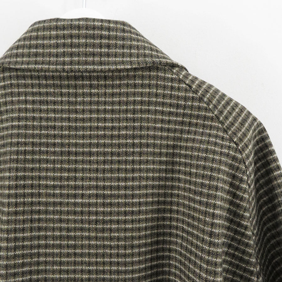 【THE RERACS/ザ・リラクス】<br>RERACS MOHAIR RAMBSWOOL OPEN COLLAR COAT (GUNCLUB CHECK) <br>24FW-RECT-423-J