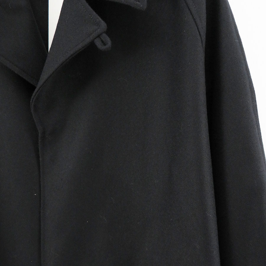 【THE RERACS/ザ・リラクス】<br>RERACS MOHAIR RAMBSWOOL OPEN COLLAR COAT (BLACK) <br>24FW-RECT-423-J