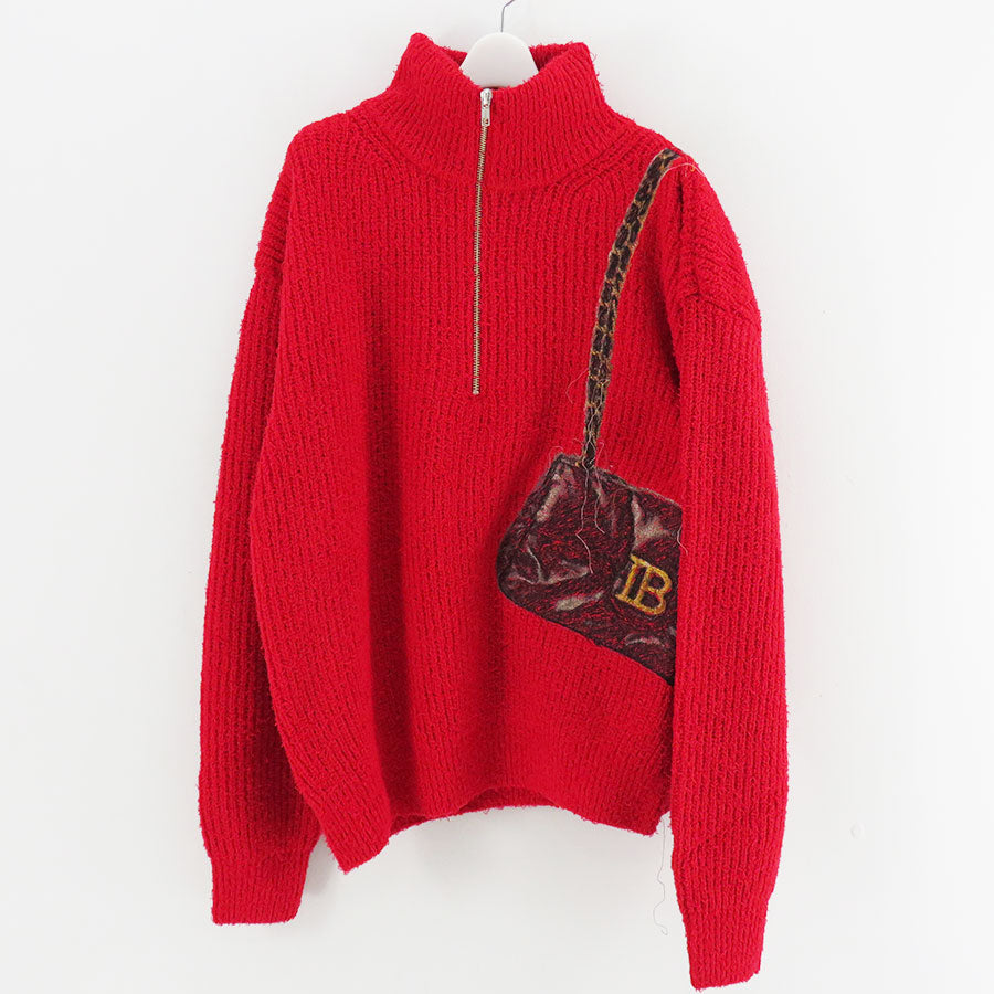 doublet/ダブレット】TROMPE L'OEIL EMBROIDERY HALF ZIP KNIT