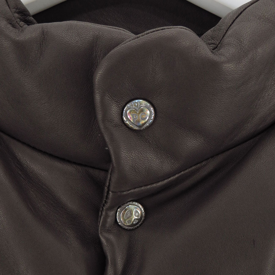 【Porter Classic/ポータークラシック】<br>LEATHER DOWN JACKET W / LOVE & PEACE SILVER (ENTREFINO) <br>PC-017-3592