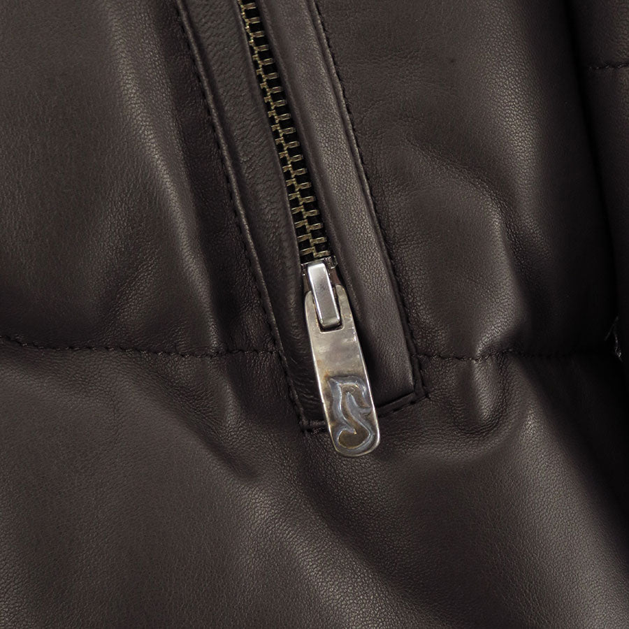【Porter Classic/ポータークラシック】<br>LEATHER DOWN JACKET W / LOVE & PEACE SILVER (ENTREFINO) <br>PC-017-3592