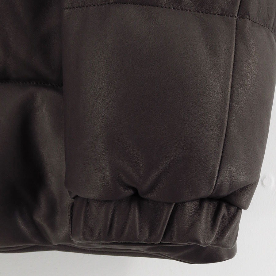 【Porter Classic/ポータークラシック】<br>LEATHER DOWN JACKET W / LOVE & PEACE SILVER (ENTREFINO) <br>PC-017-3592