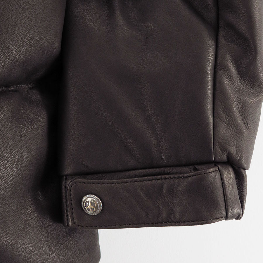 【Porter Classic/ポータークラシック】<br>LEATHER DOWN JACKET W / LOVE & PEACE SILVER (ENTREFINO) <br>PC-017-3592