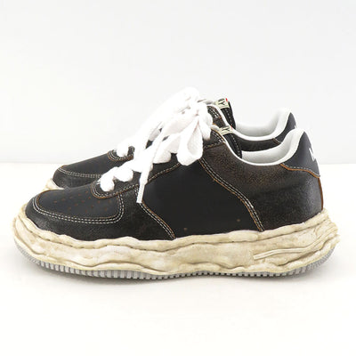 【Maison MIHARA YASUHIRO】<br>"WAYNE" OG Sole Cracking Leather Low-top Sneaker (BLACK) <br>A12FW715
