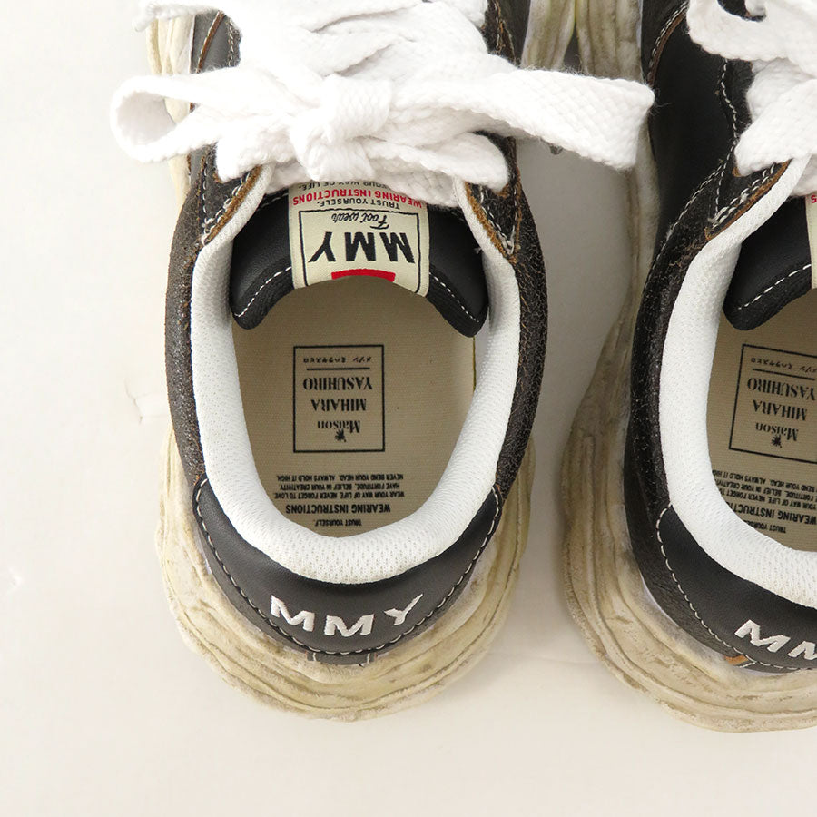 [Maison 三原康弘]<br> "WAYNE" OG Sole Cracking 皮革低帮运动鞋 (黑色)<br> A12FW715 