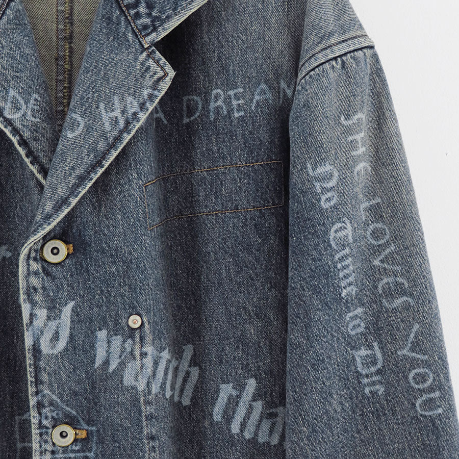 【DAIRIKU/ダイリク】<br>"TATTOO" Laser Printed Draiping Denim JKT <br>25AWD5