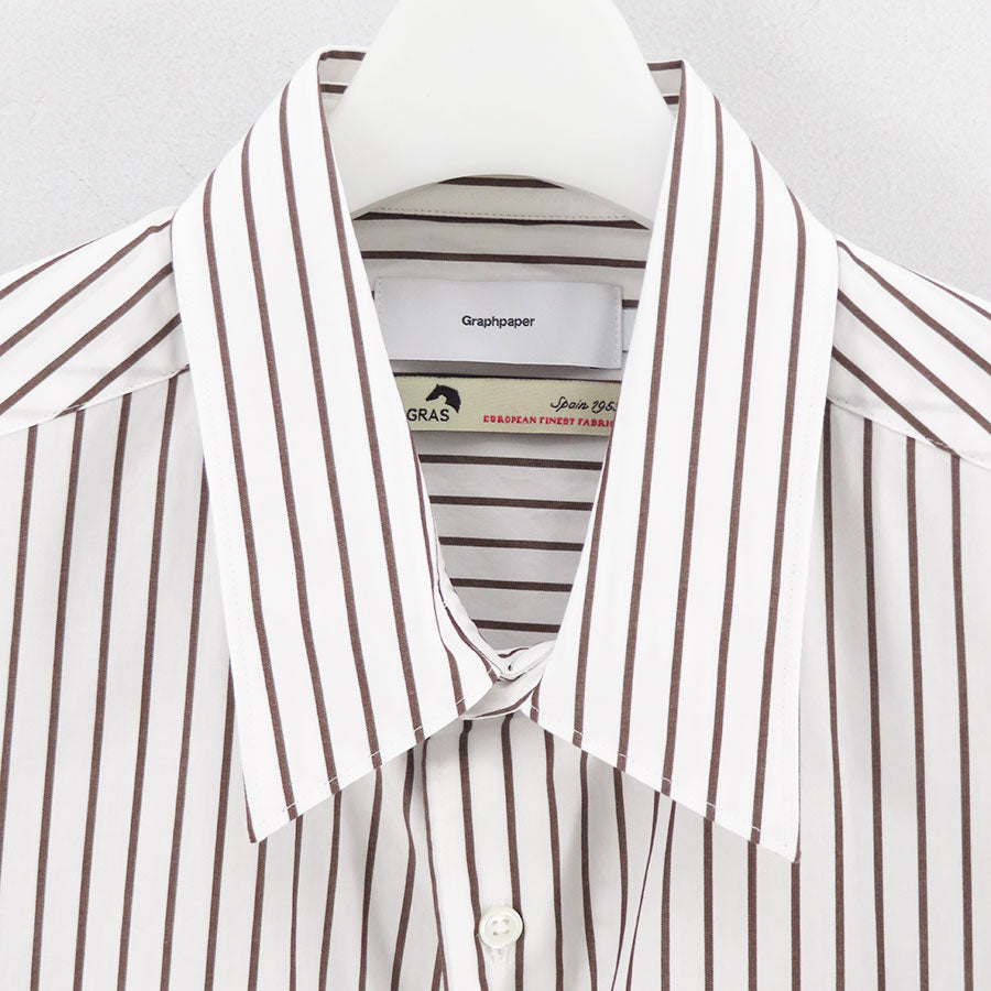 【Graphpaper/グラフペーパー】<br>SIDOGRAS Stripe L/S Oversized Regular Collar Shirt <br>GM254-50025STB