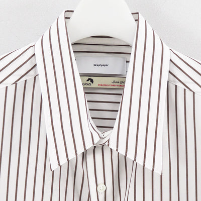 【Graphpaper/グラフペーパー】<br>SIDOGRAS Stripe L/S Oversized Regular Collar Shirt <br>GM254-50025STB