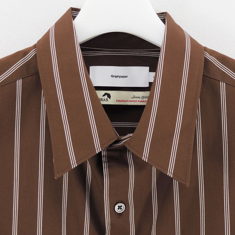 【Graphpaper/グラフペーパー】<br>SIDOGRAS Stripe L/S Oversized Regular Collar Shirt <br>GM254-50025STB