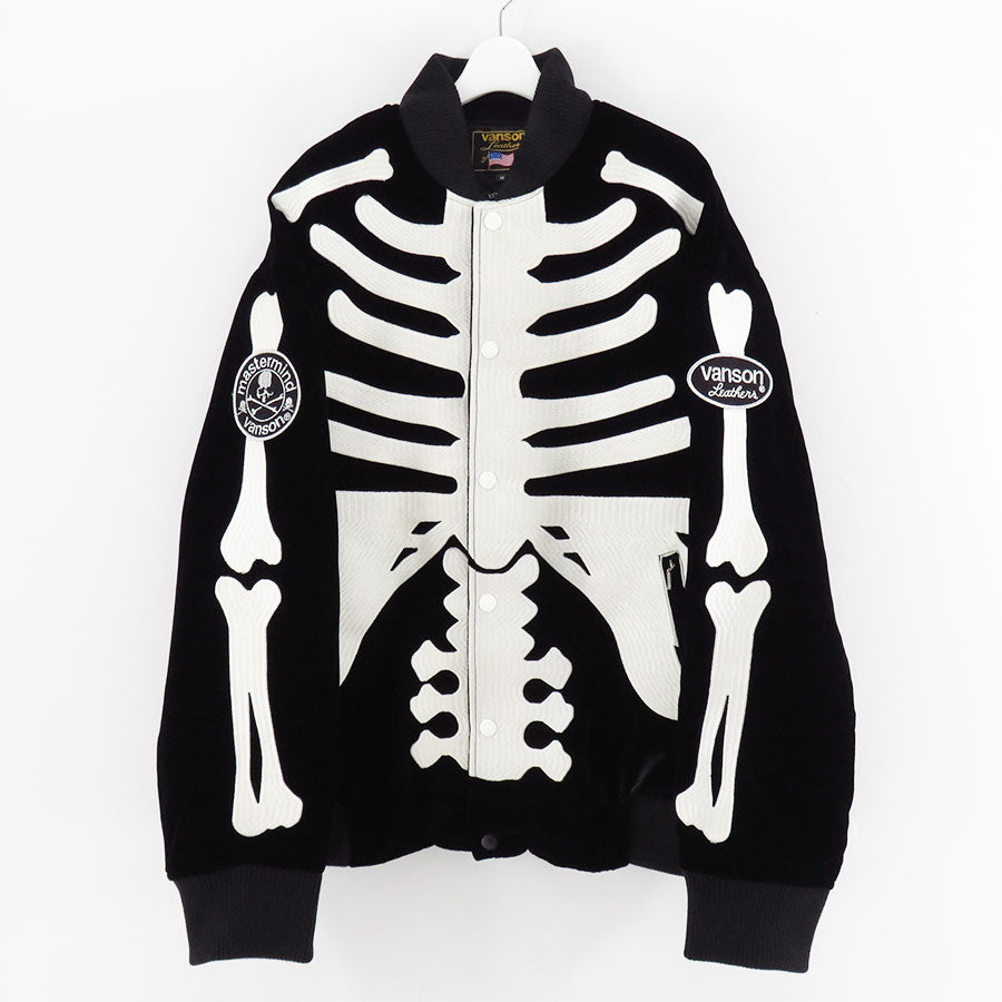 【MASTERMIND WORLD×VANSON】<br>BONES BOMBER JACKET <br/>MW25C15-BL110