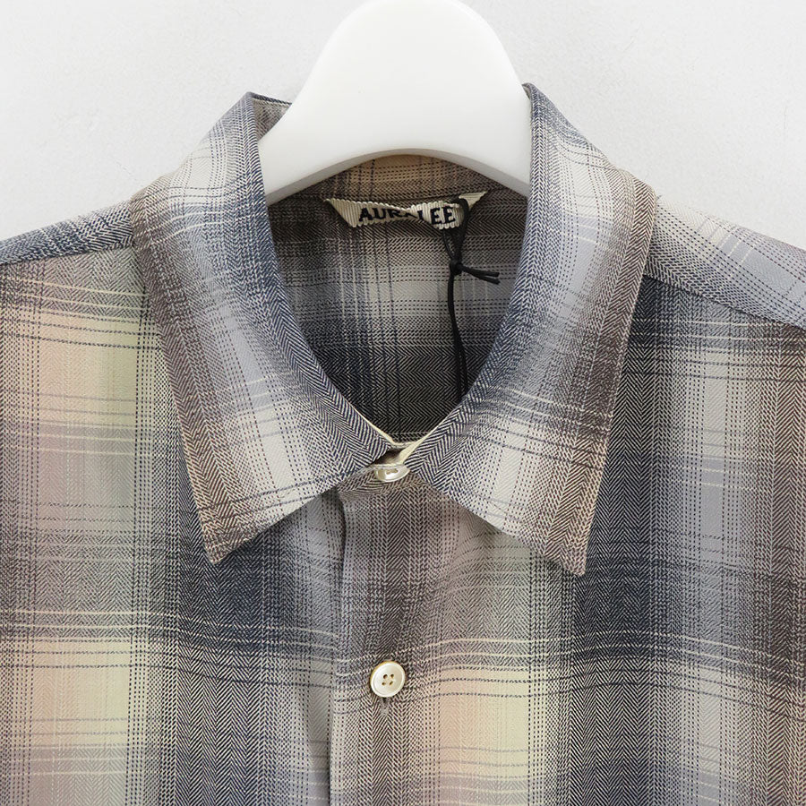 AURALEE SUPER LIGHT WOOL CHECK 致し方 SHIRT 青 4