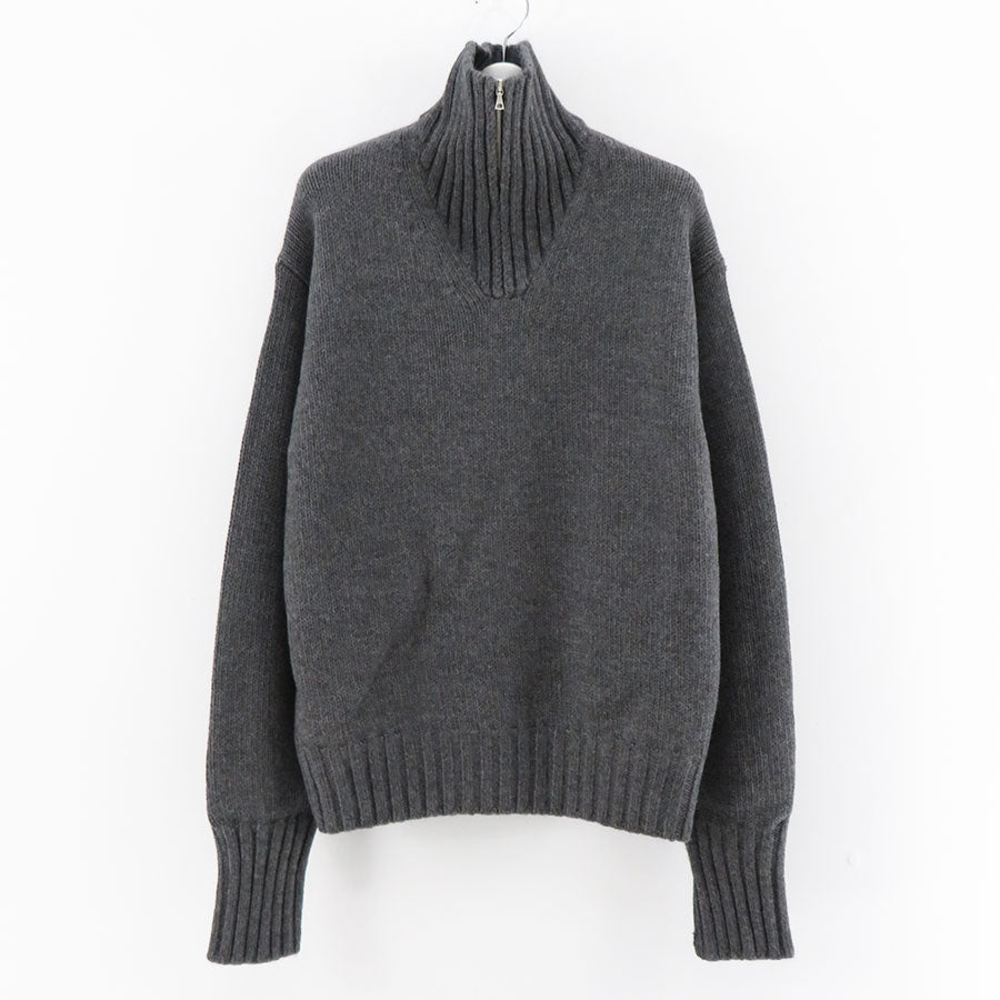 【AURALEE/オーラリー】<br>WOOL SOFT CORD KNIT HALF ZIP P/O <br>A24AP02FL