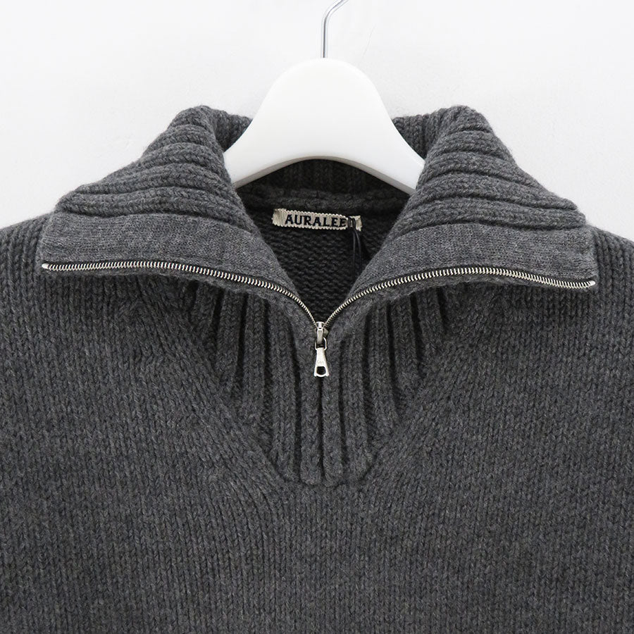 【AURALEE/オーラリー】<br>WOOL SOFT CORD KNIT HALF ZIP P/O <br>A24AP02FL