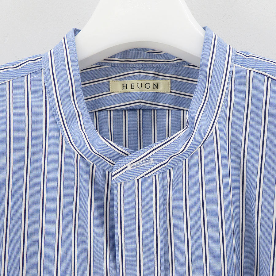 【HEUGN/ユーゲン】<br>Rob Band collar Blue Stripe <br>SHIRT095