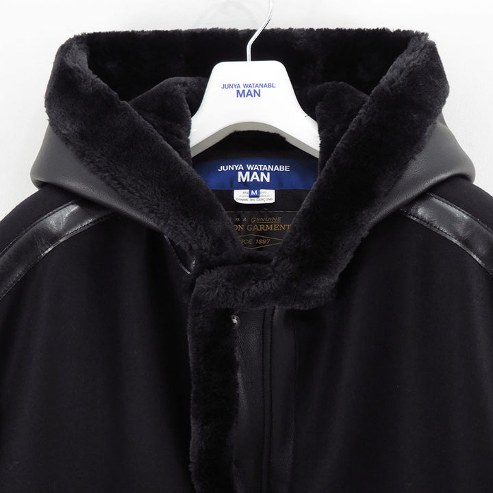 JUNYA WATANABE ネイビー 変形コート ウール　フェイクファー JUNYA WATANABE MAN/ジュンヤワタナベマン】エステルフェイクファー