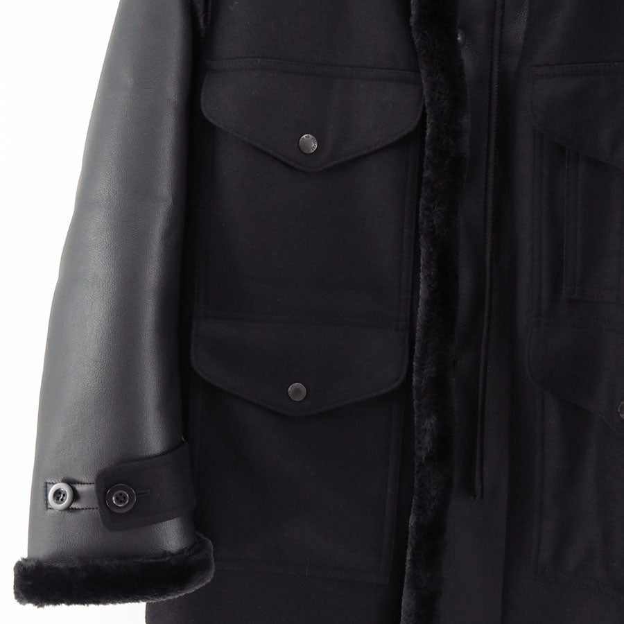 【JUNYA WATANABE MAN】<br>エステルフェイクファー×ウールサージフランネル FILSON Wネームコート <br>WP-C009-051