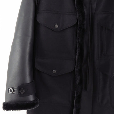 【JUNYA WATANABE MAN】<br>エステルフェイクファー×ウールサージフランネル FILSON Wネームコート <br>WP-C009-051