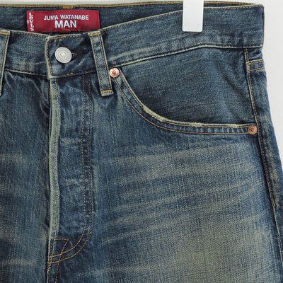【JUNYA WATANABE MAN】<br>Levi's Wネーム 綿セルビッチデニム製品加工デニムパンツ <br>WP-P216-051