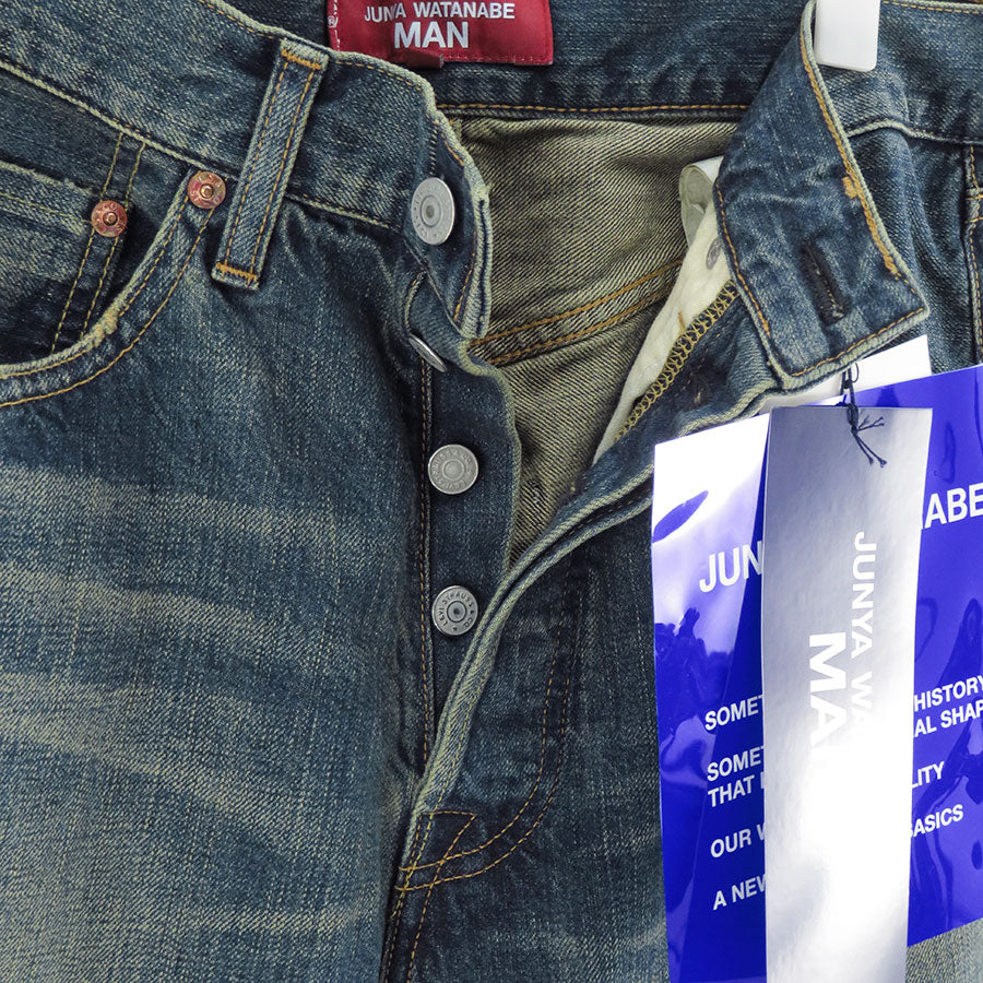 【JUNYA WATANABE MAN】<br>Levi's Wネーム 綿セルビッチデニム製品加工デニムパンツ <br>WP-P216-051