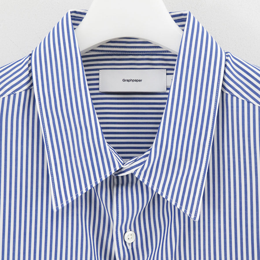 【Graphpaper/グラフペーパー】<br>Broad Stripe L/S Oversized Regular Collar Shirt <br>GM254-50022STB