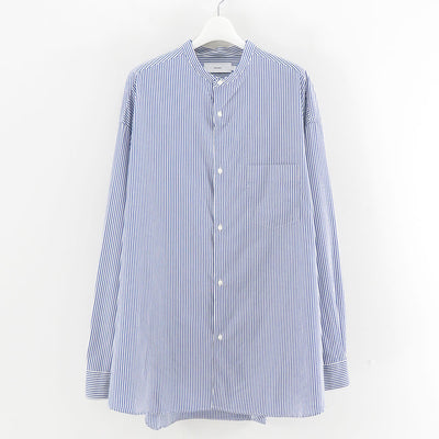【Graphpaper/グラフペーパー】<br>Broad Stripe L/S Oversized Band Collar Shirt <br>GM254-50023STB