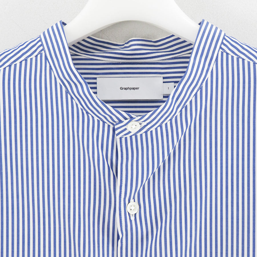【Graphpaper/グラフペーパー】<br>Broad Stripe L/S Oversized Band Collar Shirt <br>GM254-50023STB