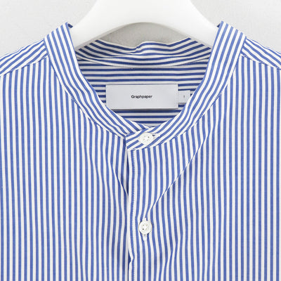 【Graphpaper/グラフペーパー】<br>Broad Stripe L/S Oversized Band Collar Shirt <br>GM254-50023STB