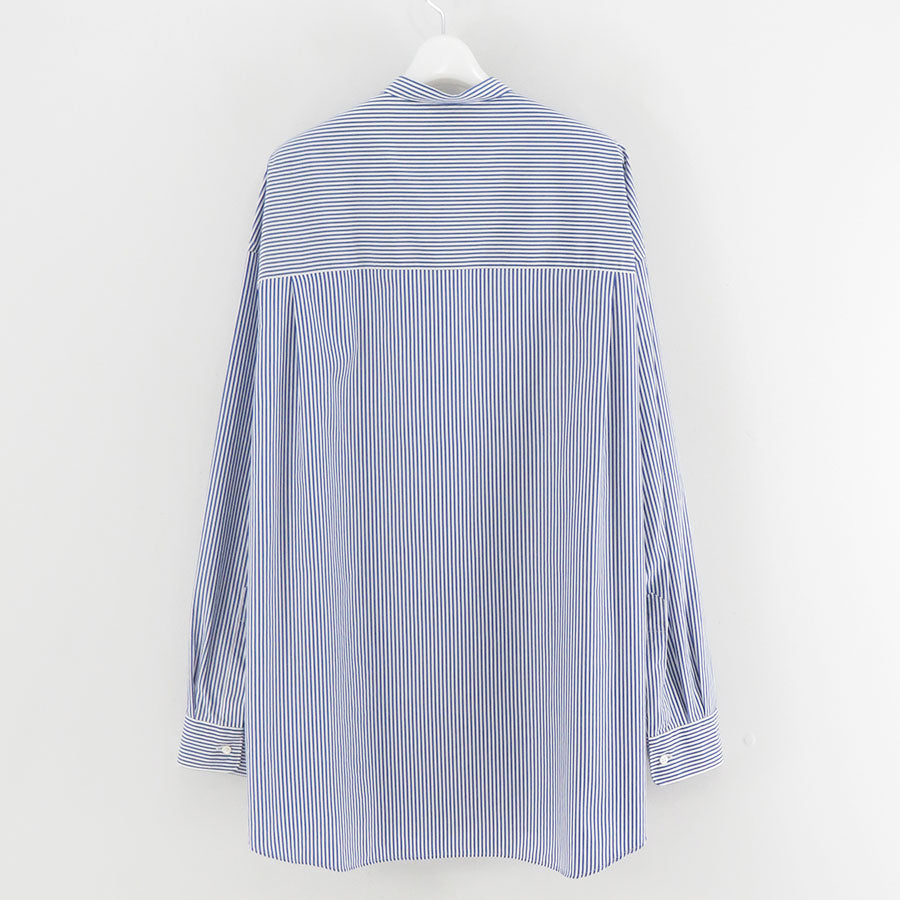 【Graphpaper/グラフペーパー】<br>Broad Stripe L/S Oversized Band Collar Shirt <br>GM254-50023STB